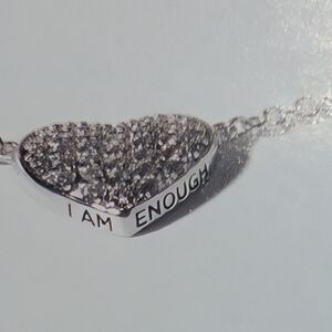 Origami Owl Silver "I am Enough" Heart Necklace